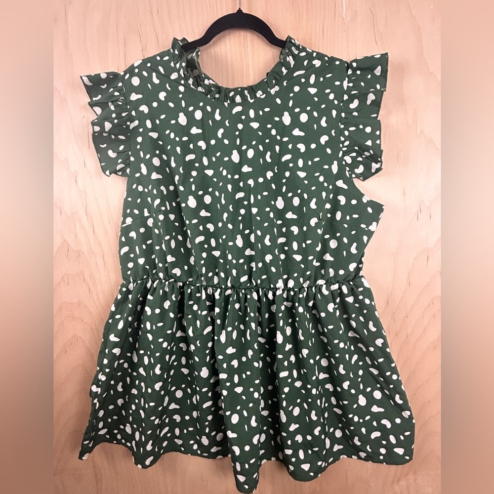 SHEIN Green and‎ White Mini Dress